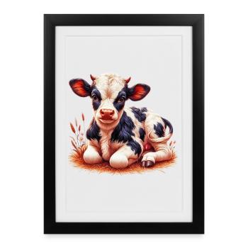 Vache - Affiche encadrée (27 × 37 cm) - noir - Devant