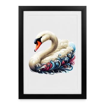 Cygne - Affiche encadrée (27 × 37 cm) - noir - Devant