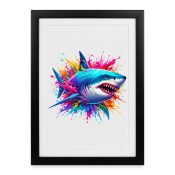 Requin - Affiche encadrée (27 × 37 cm) - noir - Devant
