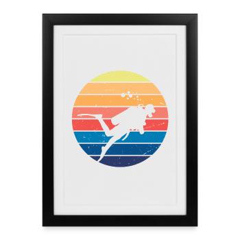 Retro Vibe Diver - Framed poster (27 × 37 cm) - black - Front