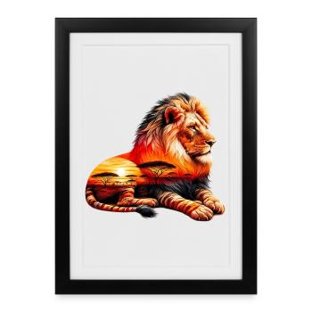Lion - Framed poster (27 × 37 cm) - black - Front