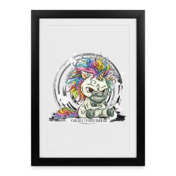 Mornicorne pré-café - Affiche encadrée (27 × 37 cm) - noir - Devant
