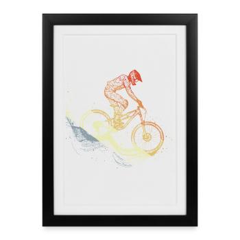 Mountain Biking Sketch Retro - Framed poster (27 × 37 cm) - black - Front