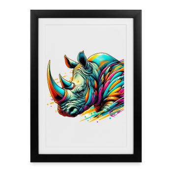 Rhinocéros - Affiche encadrée (27 × 37 cm) - noir - Devant
