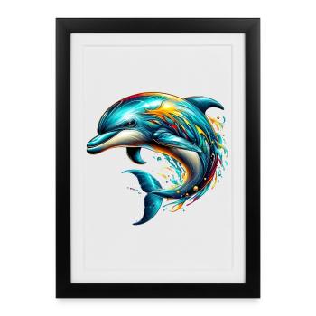 Dauphin - Affiche encadrée (27 × 37 cm) - noir - Devant