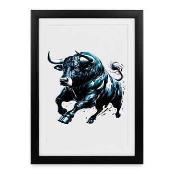 Taureau - Affiche encadrée (27 × 37 cm) - noir - Devant