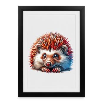Hedgehog - Framed poster (27 × 37 cm) - black - Front
