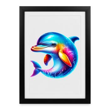 Dauphin - Affiche encadrée (27 × 37 cm) - noir - Devant