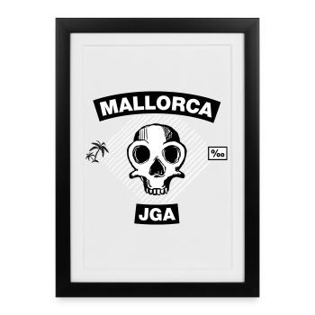 Majorque – Enterrement de vie de garçon sous les palmiers (Palme Xtra) - Affiche encadrée (27 × 37 cm) - noir - Devant