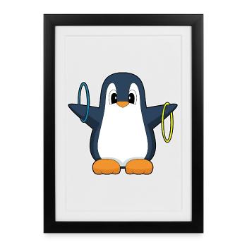 Penguin Workout Gymnastics Fitness - Affiche encadrée (27 × 37 cm) - noir - Devant
