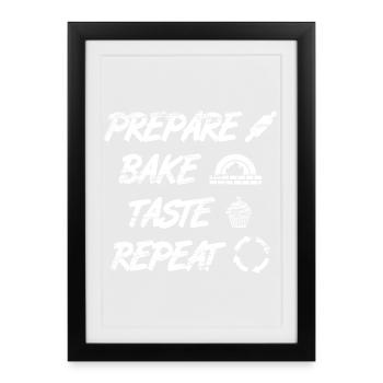 Prepare, Bake, Taste, Repeat - Framed poster (27 × 37 cm) - black - Front