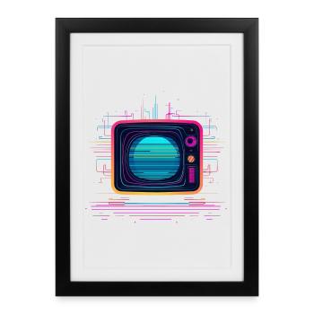 Look TV des années 80 - Affiche encadrée (27 × 37 cm) - noir - Devant