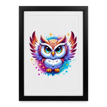 Owl - Framed poster (27 × 37 cm) - black - Front