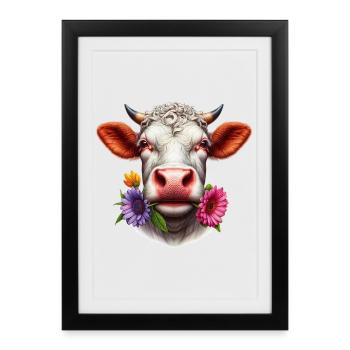 Cow flower flowers - Framed poster (27 × 37 cm) - black - Front