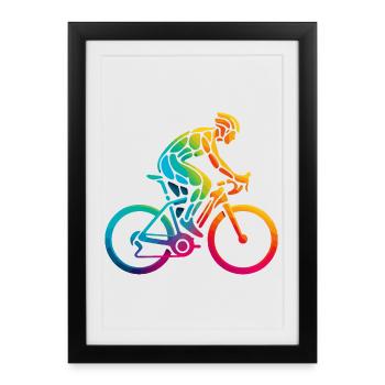 Vibrant Rainbow Cycling Art - Framed poster (27 × 37 cm) - black - Front