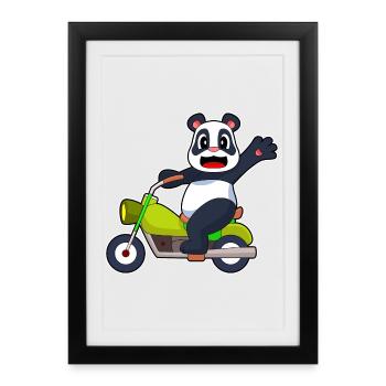 Moto Panda - Affiche encadrée (27 × 37 cm) - noir - Devant