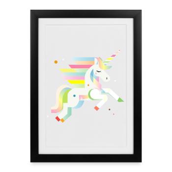 Delicate Geometric Unicorn – Dreamy & Magical - Framed poster (27 × 37 cm) - black - Front