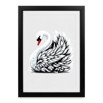 Cygne - Affiche encadrée (27 × 37 cm) - noir - Devant