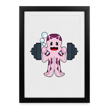 Bodybuilder Pieuvre Bodybuilder Barbell Bodybuilding - Affiche encadrée (27 × 37 cm) - noir - Devant