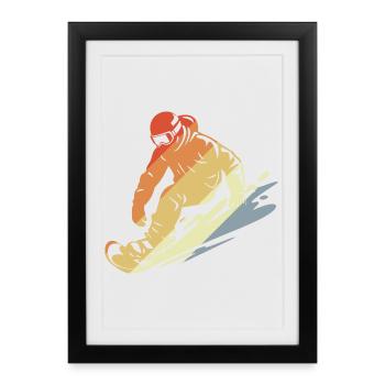 Snowboarder style rétro - Affiche encadrée (27 × 37 cm) - noir - Devant