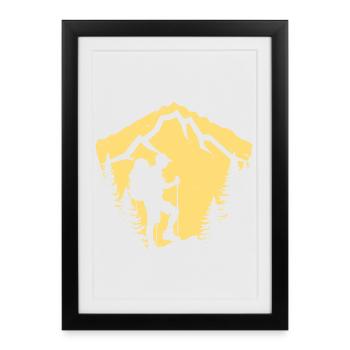 Mountain hike silhouette design - Framed poster (27 × 37 cm) - black - Front
