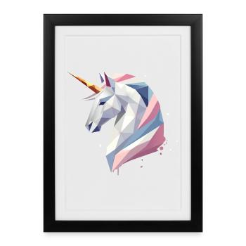Licorne géométrique – Élégance moderne - Affiche encadrée (27 × 37 cm) - noir - Devant