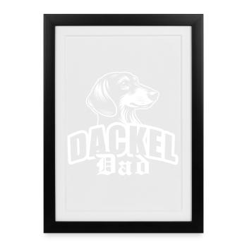 « Teckel papa » avec tête de chien - Affiche encadrée (27 × 37 cm) - noir - Devant