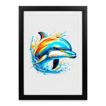 Dauphin - Affiche encadrée (27 × 37 cm) - noir - Devant