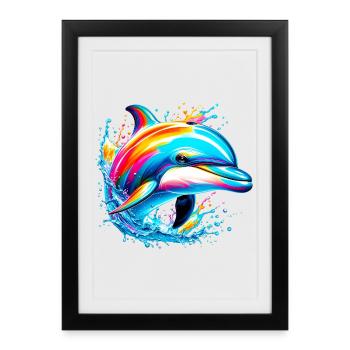 Dauphin - Affiche encadrée (27 × 37 cm) - noir - Devant