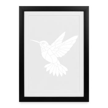 Colibri blanc - Affiche encadrée (27 × 37 cm) - noir - Devant