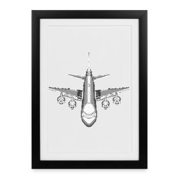 Airplane Pixel Art - Framed poster (27 × 37 cm) - black - Front