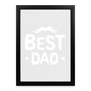 Best Dad with Beard - Cartoon for Fathers and Dads - Framed poster (27 × 37 cm) - black - Front