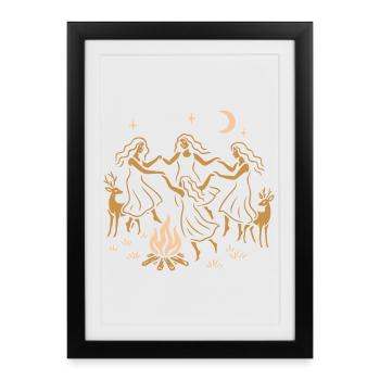 Witchy Summer - Midsummer Dance Around the Fire - Framed poster (27 × 37 cm) - black - Front