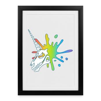 Unicorn skull and multicolored explosion - Framed poster (27 × 37 cm) - black - Front