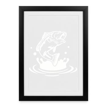 Dynamic Fish Jump Illustration - Framed poster (27 × 37 cm) - black - Front
