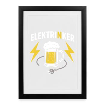 Elektrinker: Electrical Wordplay Beer &amp; Cable Design - Framed poster (27 × 37 cm) - black - Front