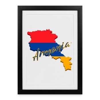 Carte de l’Arménie, drapeau de l’Arménie - Affiche encadrée (27 × 37 cm) - noir - Devant