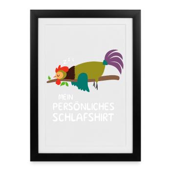 Pyjama coq, pyjama, chemise de nuit, cadeau poulet - Affiche encadrée (27 × 37 cm) - noir - Devant