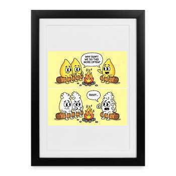 Gag pop-corn – Feu de camp : le plaisir a mal tourné - Affiche encadrée (27 × 37 cm) - noir - Devant