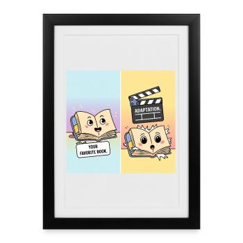 Book vs. Film – Funny Literature Motif - Framed poster (27 × 37 cm) - black - Front