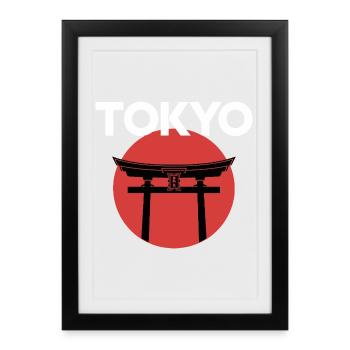 Tokyo torii in front of red sun Japan - Framed poster (27 × 37 cm) - black - Front