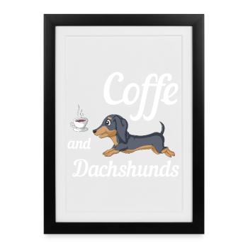 T-shirt Café Et Teckels - Affiche encadrée (27 × 37 cm) - noir - Devant