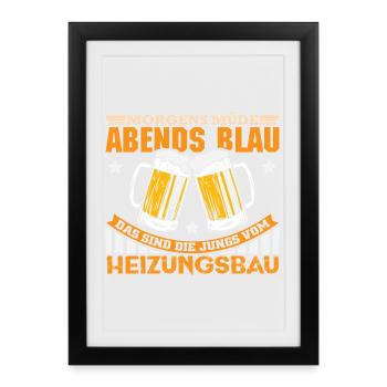 Chauffagiste Plombier Plombier de construction chauffage - Affiche encadrée (27 × 37 cm) - noir - Devant