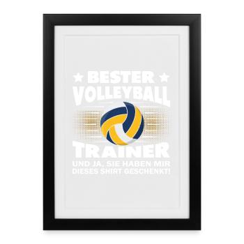 Volleyball Geschenk Volleyballtrainer Trainer - Gerahmtes Poster (27 × 37 cm) - Schwarz - Vorne