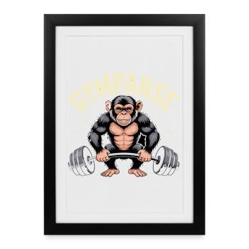 Motif de musculation Gymchimp - Affiche encadrée (27 × 37 cm) - noir - Devant