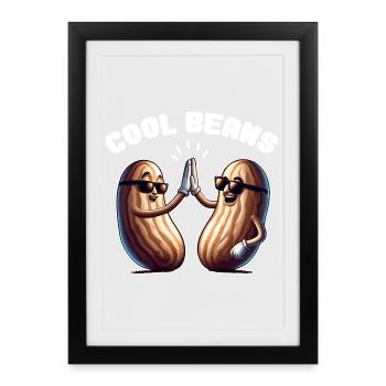 Haricots branchés high five - Affiche encadrée (27 × 37 cm) - noir - Devant
