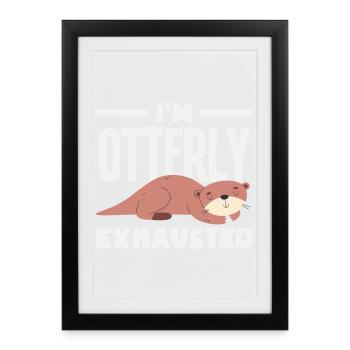 Loutre de mer dessin animé jeu de mots drôle - Affiche encadrée (27 × 37 cm) - noir - Devant
