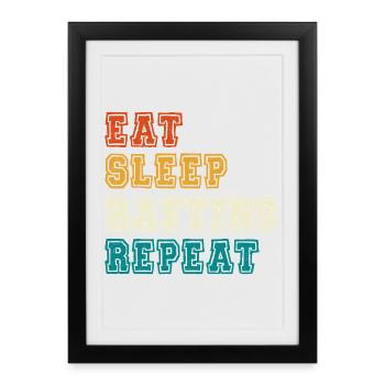 Manger dormir Rafting Répéter - Affiche encadrée (27 × 37 cm) - noir - Devant