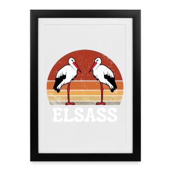 ALSACE VINTAGE CIGOGNE - Affiche encadrée (27 × 37 cm) - noir - Devant