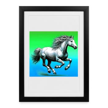 cheval - Affiche encadrée (27 × 37 cm) - noir - Devant